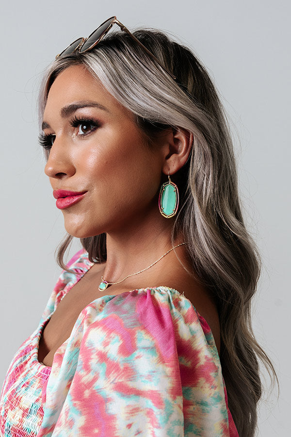 Threaded Elle Gold Drop Earrings In Mint Magnesite • Impressions Online Boutique