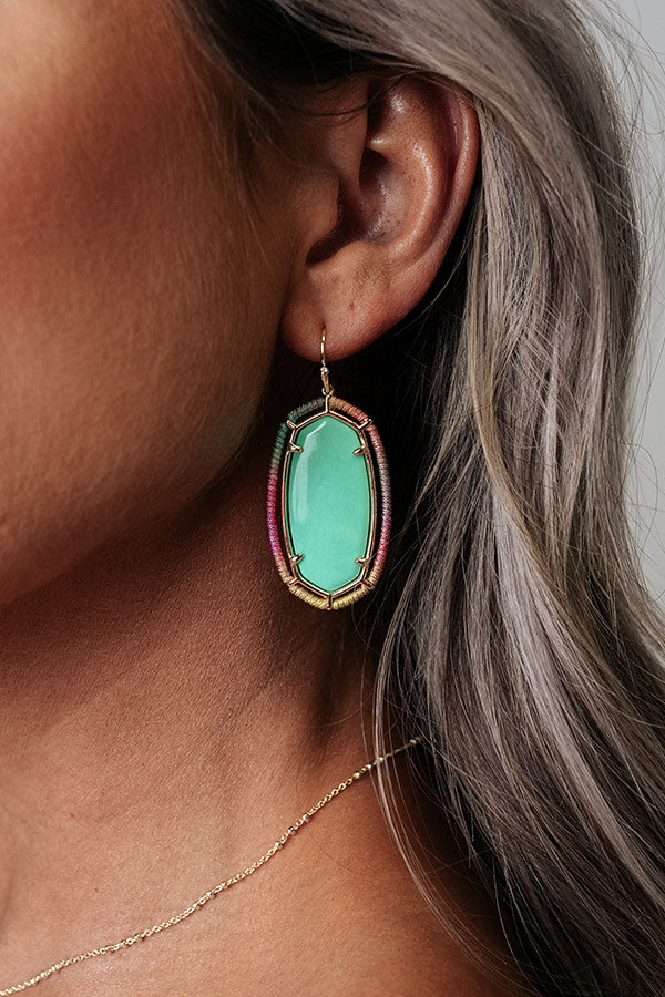 Kendra Scott Threaded Elle Gold Drop Earrings In Mint Magnesite Image - 2