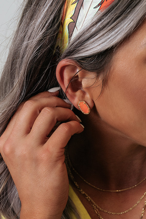 Kendra Scott Ellie Gold Stud Earrings In Coral Illusion