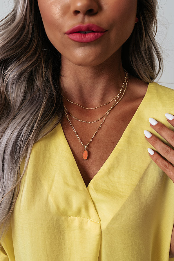 Kendra Scott Elisa Gold Triple Strand Necklace In Coral Illusion • Impressions Online Boutique