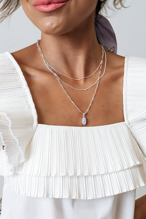 Kendra Scott Elisa Silver Triple Strand Necklace In Matte Iridescent Lilac Glass