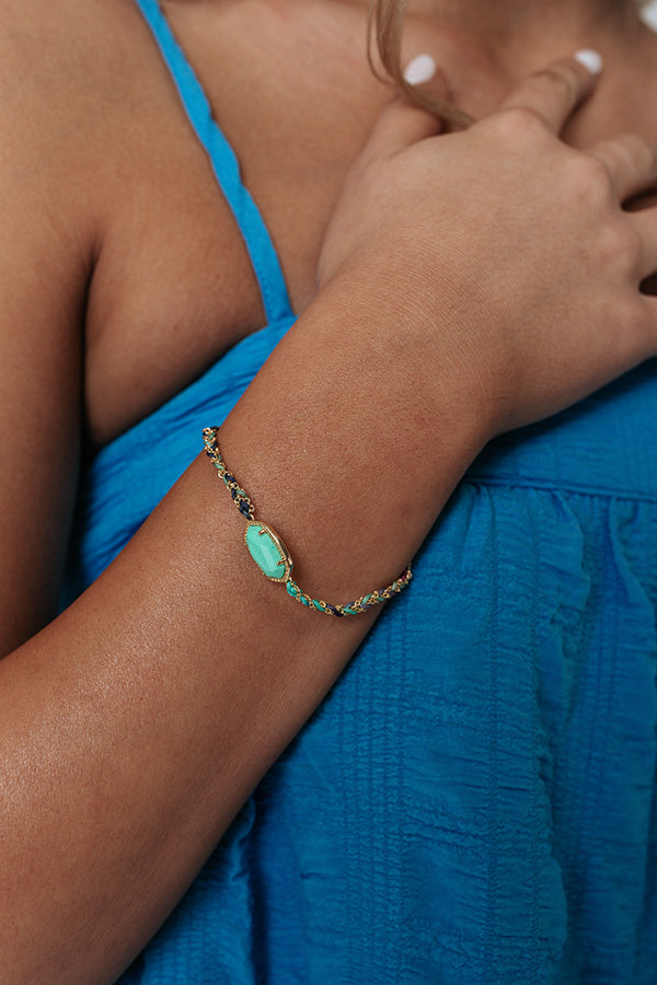 Kendra Scott Elaina Gold Braided Friendship Bracelet in Mint Magnesite Image - 3