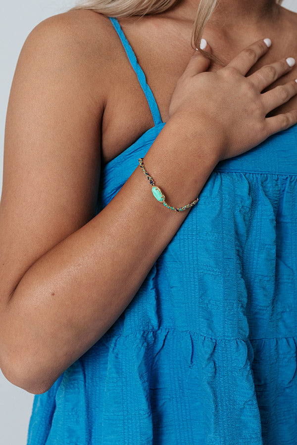 Kendra Scott Elaina Gold Braided Friendship Bracelet in Mint Magnesite Image - 2