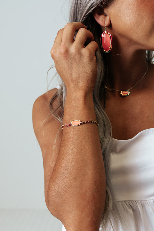 Kendra Scott Elaina Gold Braided Friendship Bracelet in Coral Illusion Image - 2