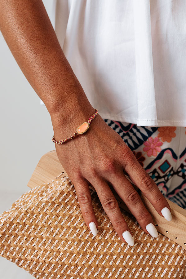 Kendra Scott Elaina Gold Braided Friendship Bracelet in Coral Illusion Image - 3