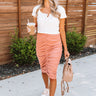 Something Extra Ruched Skirt In Rustic Rose Image - 1