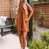 Backyard Luxury Linen Romper In Camel Image - 1