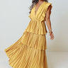 Seeking Champagne Pleated Maxi Dress In Primrose Yellow Image - 1