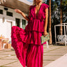 Seeking Champagne Pleated Maxi Dress in Fuchsia Image - 1