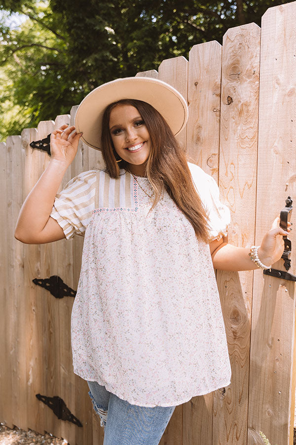 Southern Flair Floral Top In Cream   Curves Image - 1