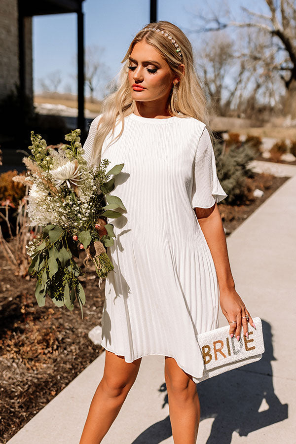 So Joyous Pleated Shift Dress In White Image - 5