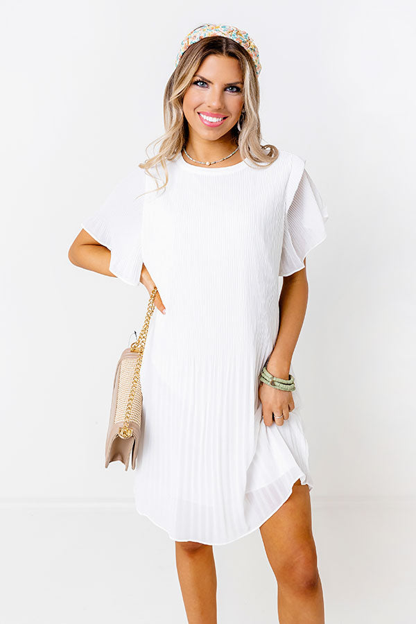 So Joyous Pleated Shift Dress In White Image - 2