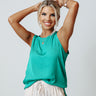 Drop The Mic Satin Tank In Turquoise Image - 1