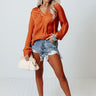 Effortless Success Satin Shift Top In Rust Image - 1