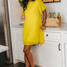 So Joyous Pleated Shift Dress In Yellow Image - 1