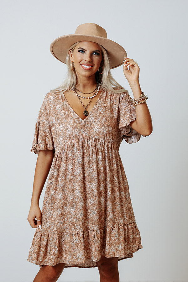 Weekend Visit Babydoll Dress In Iced Latte Image - 4
