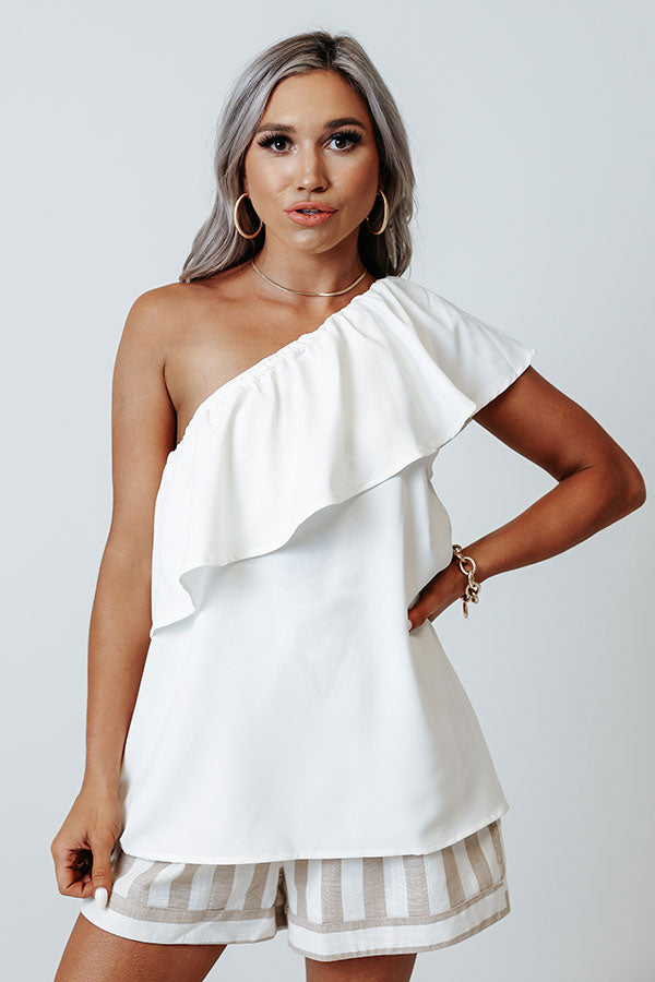 Slow Dance Romance Ruffle Top In White Image - 3