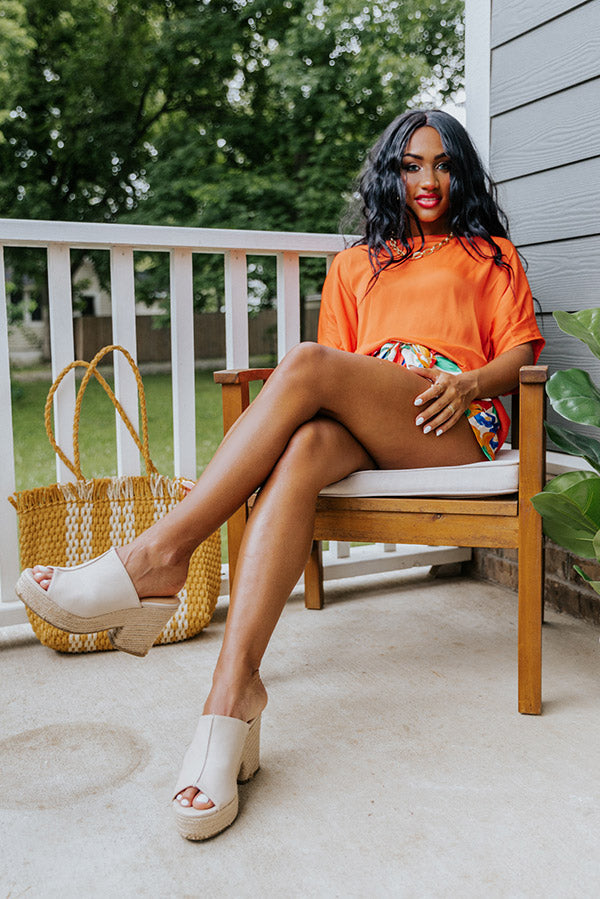 Champagne Craving Satin Shift Top In Tangerine Image - 1