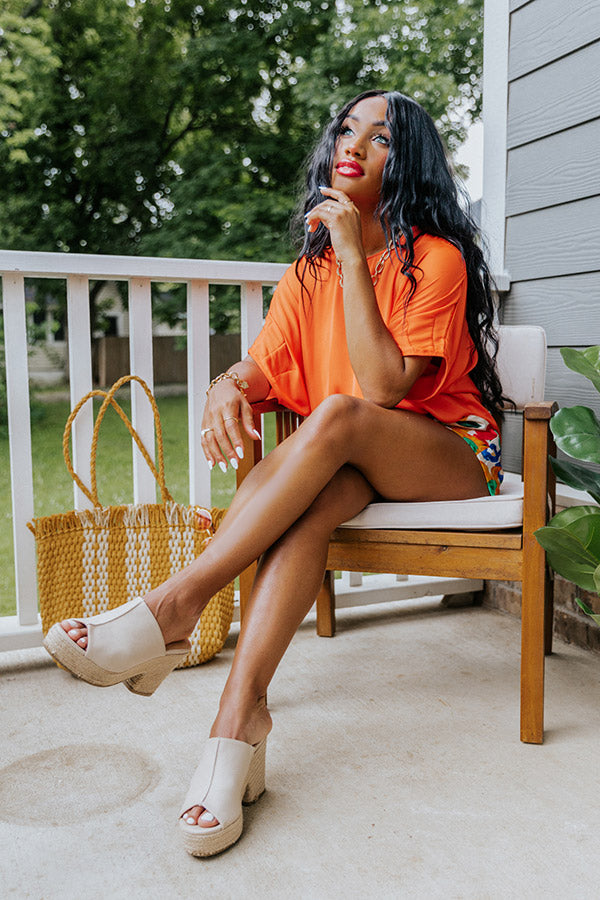 Champagne Craving Satin Shift Top In Tangerine Image - 2