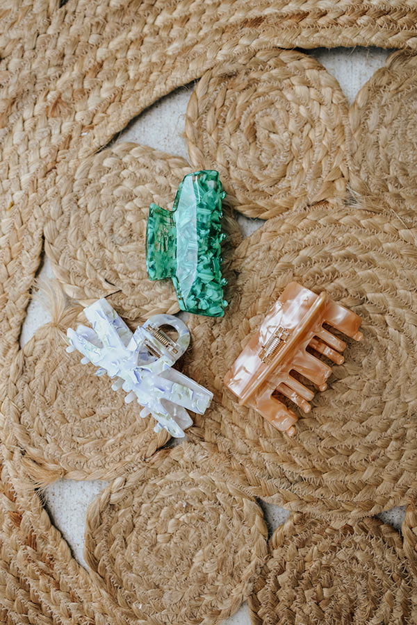 Bikinis And Martinis Hair Claw Clip Set In Jade Image - 2