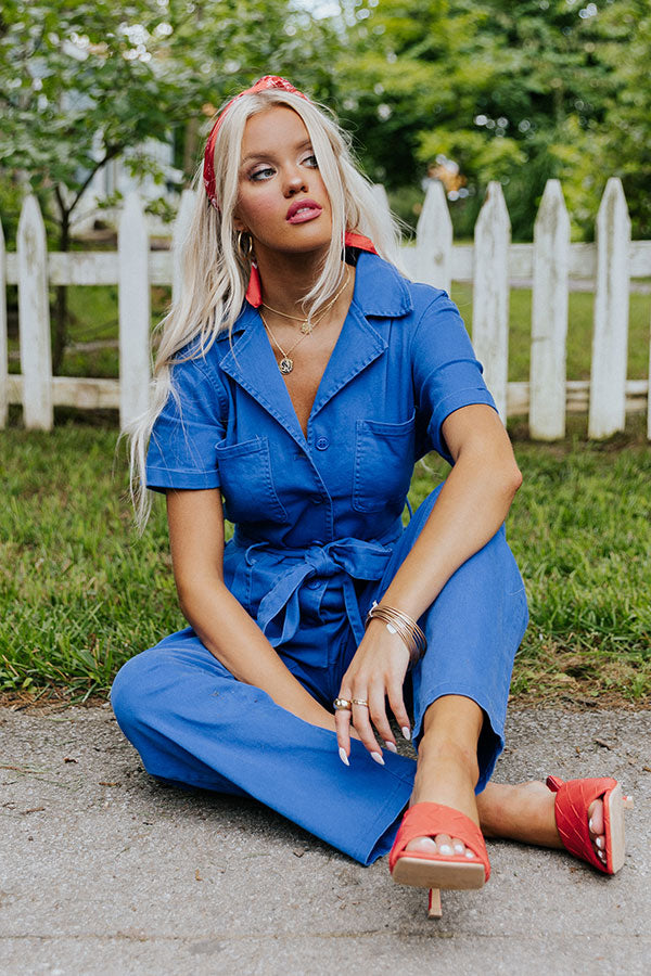 Capturing Memories Denim Jumpsuit in Royal Blue Image - 1