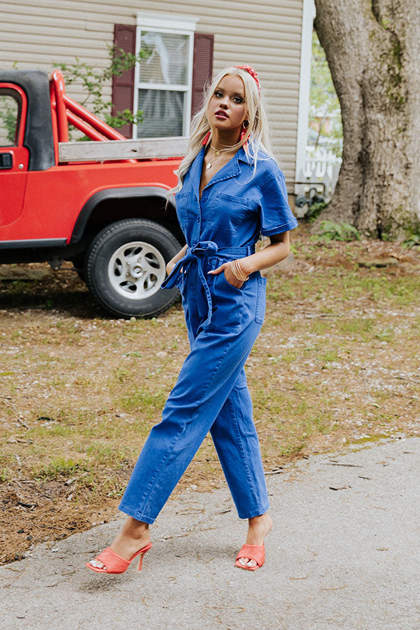 Capturing Memories Denim Jumpsuit in Royal Blue Image - 2