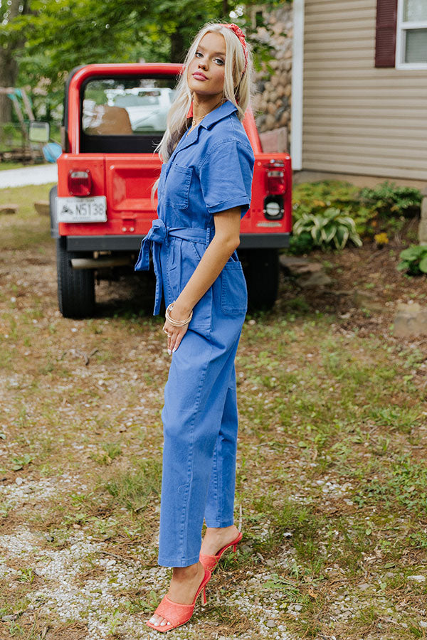 Capturing Memories Denim Jumpsuit in Royal Blue Image - 5