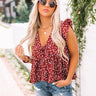 Brand New Look Floral Babydoll Top In Wine Image - 1