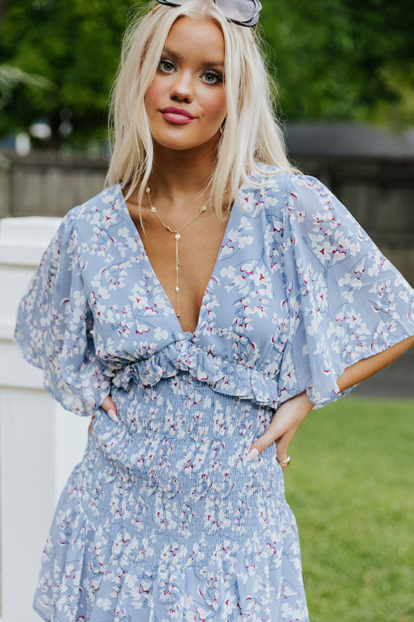 Weekend Highlight Smocked Floral Dress In Sky Blue Image - 4