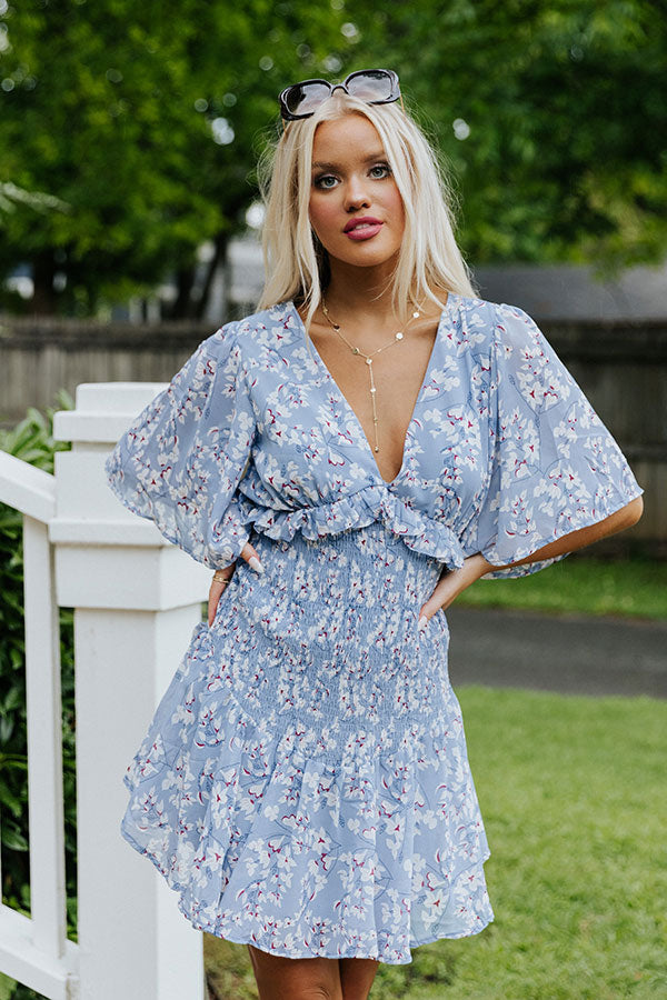 Weekend Highlight Smocked Floral Dress In Sky Blue Image - 1