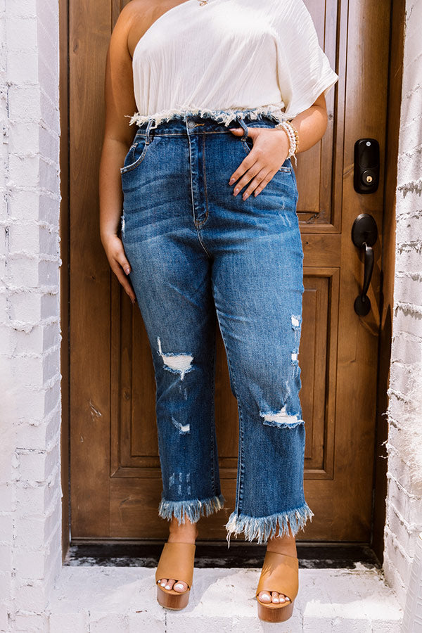 Risen The Wensley High Waist Distressed Jean in Medium Wash Curves Image - 2