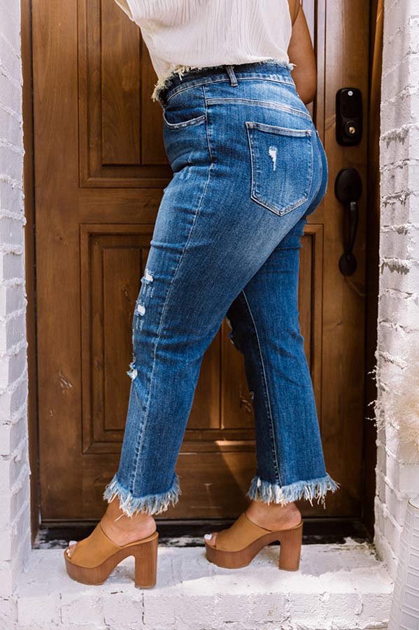 Risen The Wensley High Waist Distressed Jean in Medium Wash Curves Image - 3