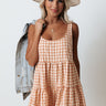 Poems And Prosecco Gingham Romper In Peach Image - 1
