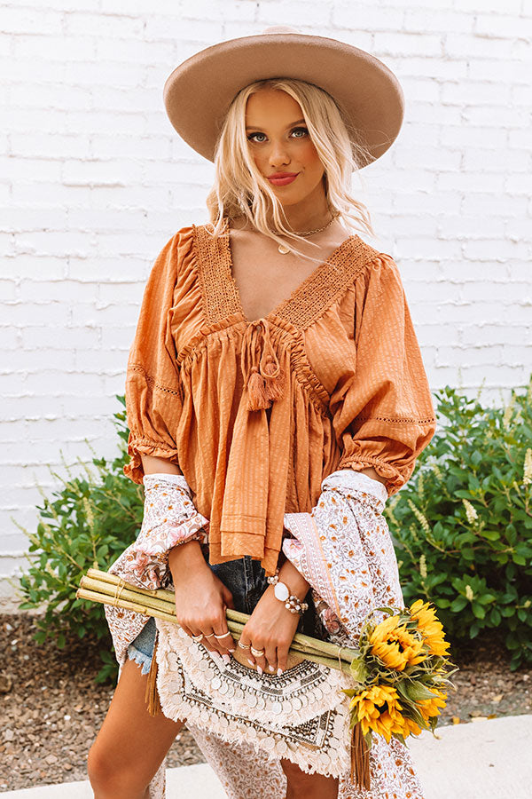 Wild Dreams Babydoll Top In Rust Image - 1