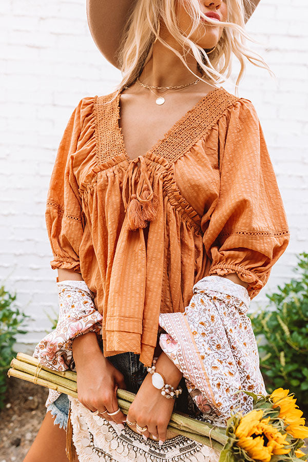 Wild Dreams Babydoll Top In Rust Image - 3