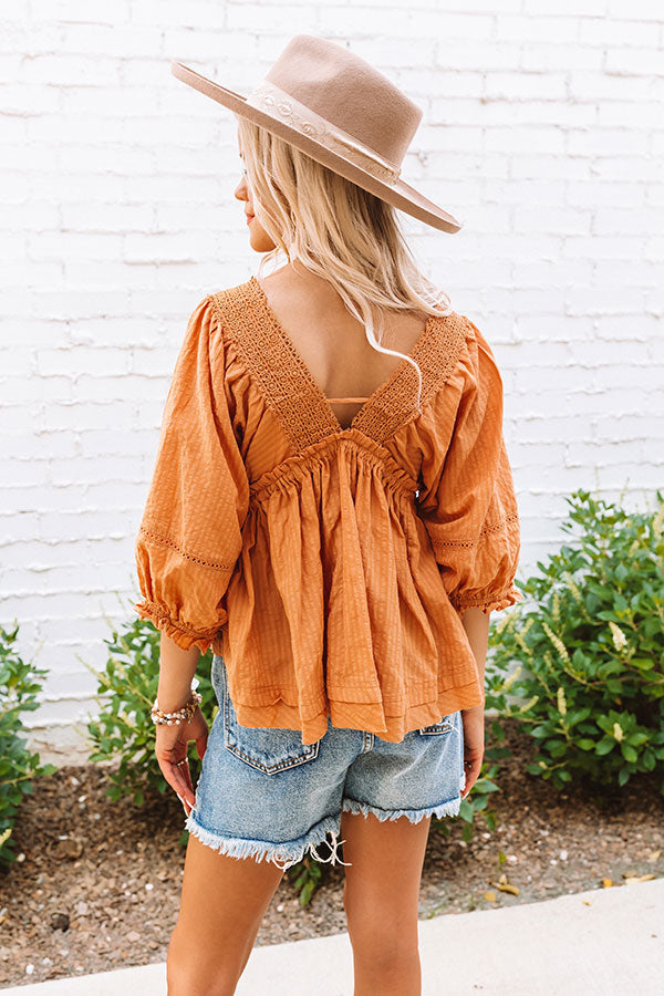 Wild Dreams Babydoll Top In Rust Image - 5