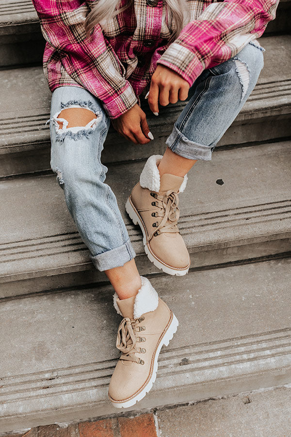 The Chase Faux Suede Boot In Iced Latte
