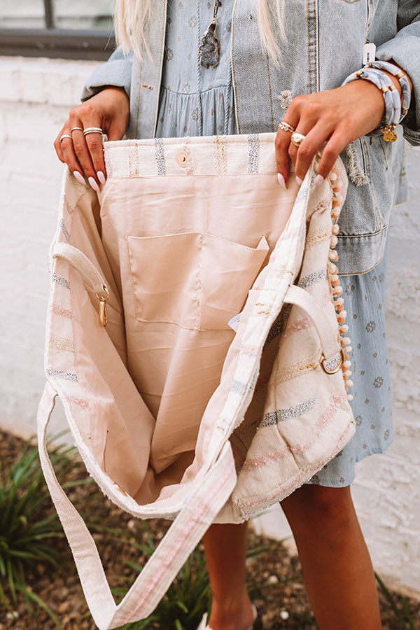 Rose And Gold Embellished Tote Image - 4