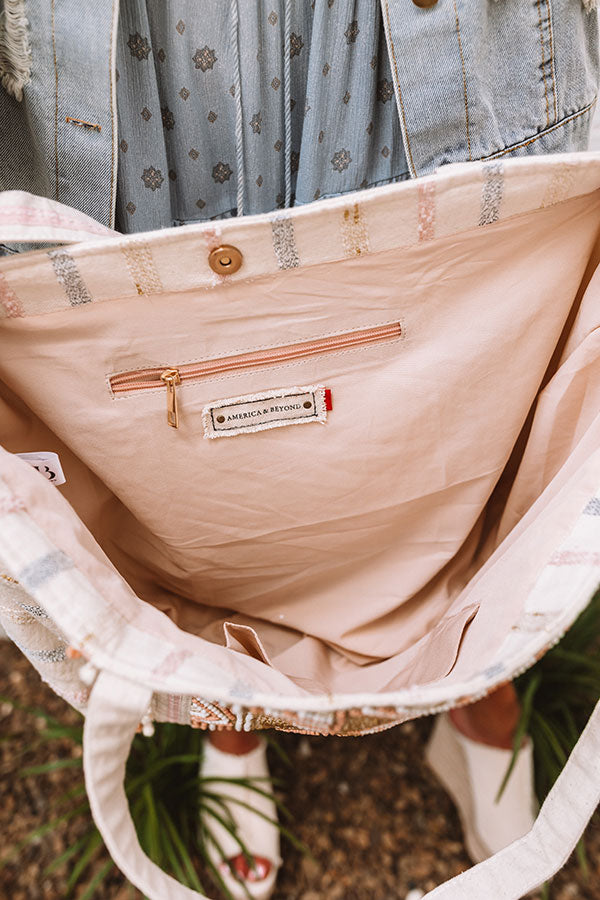 Rose And Gold Embellished Tote Image - 3