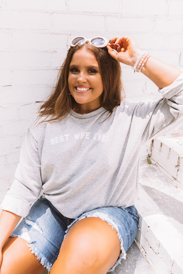Best Wife Ever Sweatshirt In Grey   Curves Image - 2