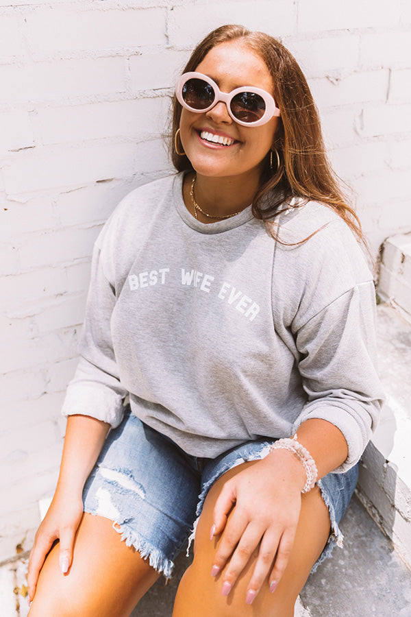Best Wife Ever Sweatshirt In Grey   Curves Image - 1
