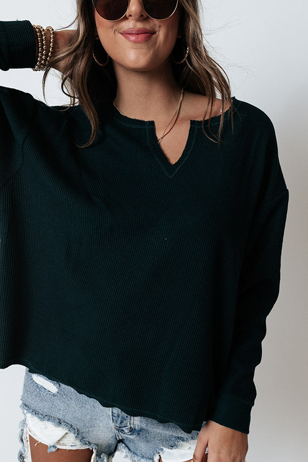 Sweet Music Ribbed Shift Top In Dark Hunter Green Image - 2