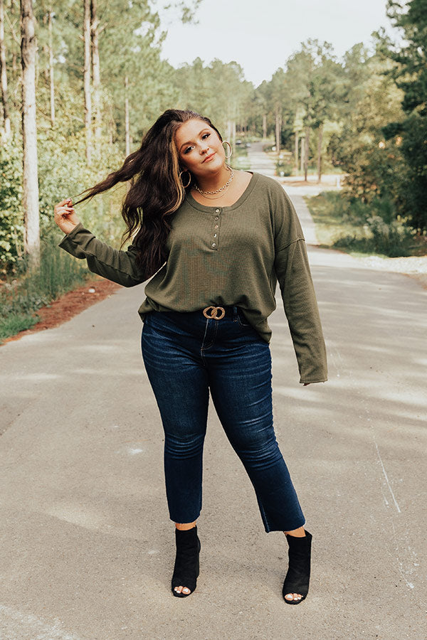 Fall Delight Shift Top In Dark Sage Curves