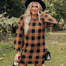 Fall Transition Plaid Sweater Dress In Camel Image - 1