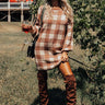Fall Transition Plaid Sweater Dress In Mocha Image - 1