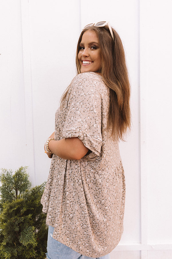 Merlot On The Patio Babydoll Top In Warm Taupe Curves Image - 4