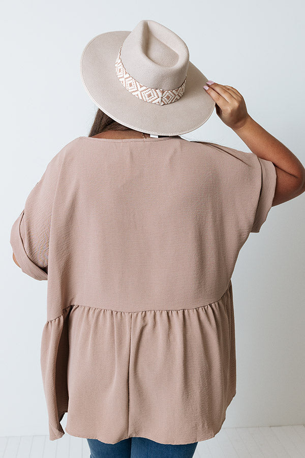 Backseat Sips Babydoll Top In Iced Mocha Curves Image - 5
