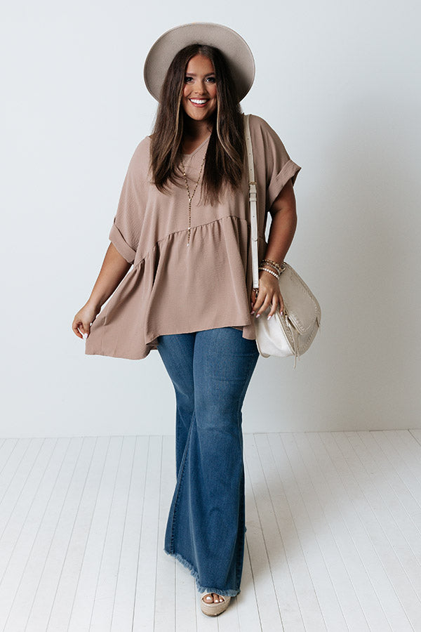 Backseat Sips Babydoll Top In Iced Mocha Curves Image - 2