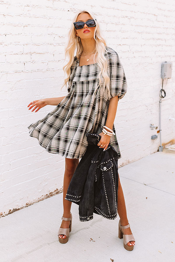 Ready For Denver Plaid Babydoll Dress Image - 1