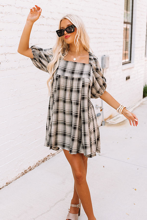 Ready For Denver Plaid Babydoll Dress Image - 3